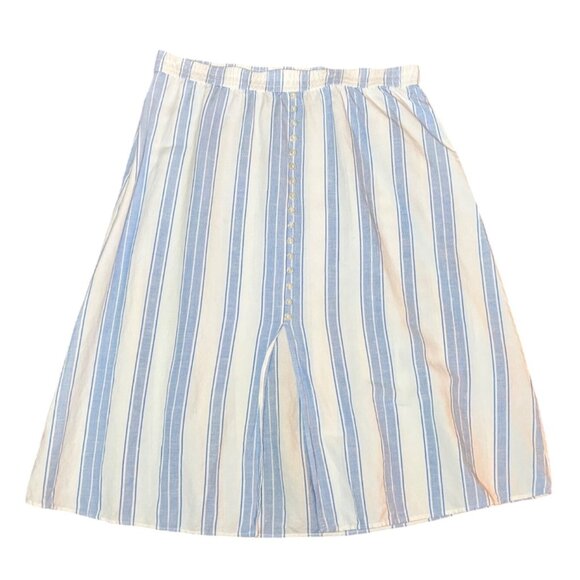 LOFT Dresses & Skirts - ANN TAYLOR LOFT XL Blue White Stripe Midi Skirt Linen Blend Lagenlook